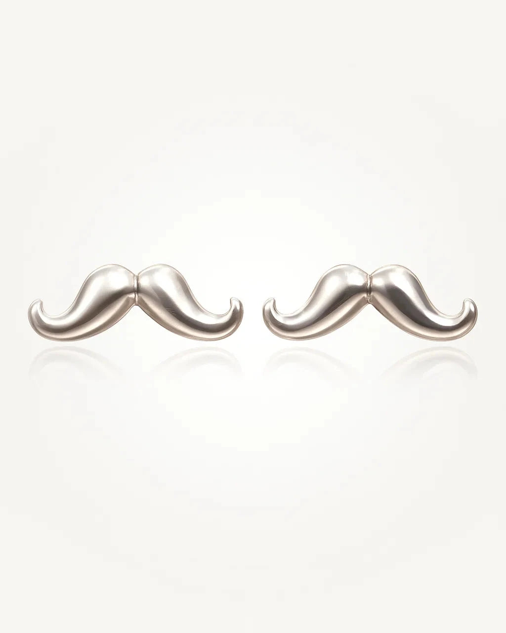 Silver Moustache Stud Earrings