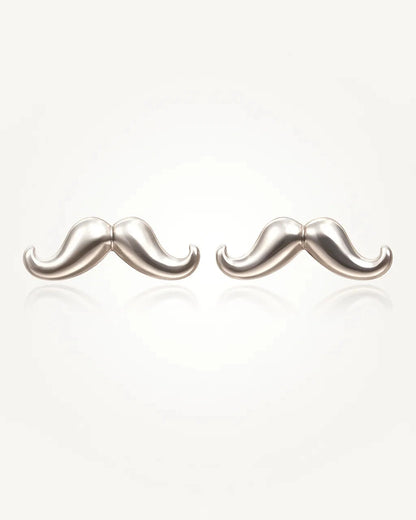 Silver Moustache Stud Earrings
