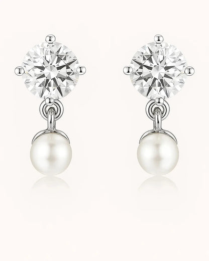 Silver Solitaire & Pearl Drop Earrings