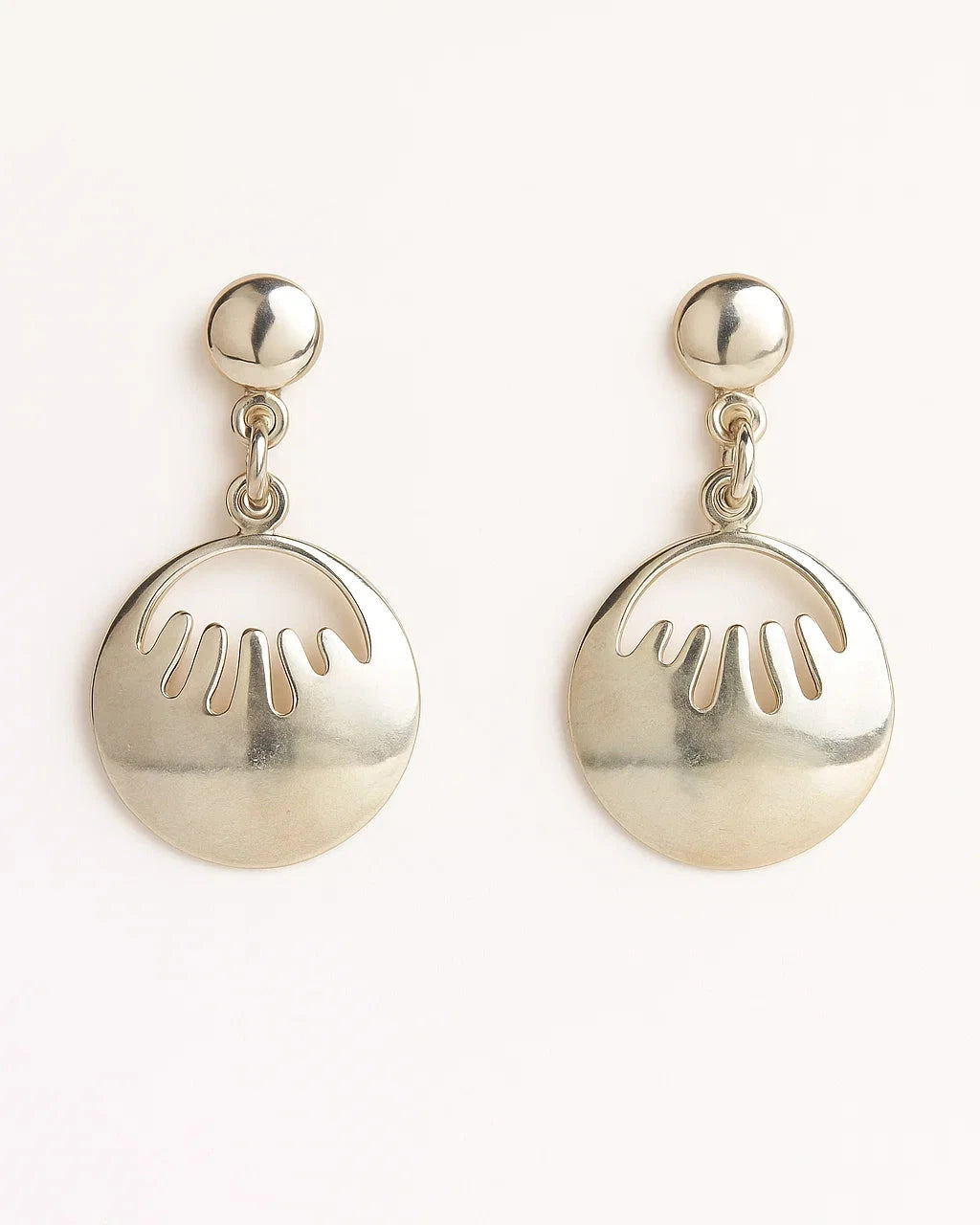 Silver Modern Sunbeam Drop Earrings