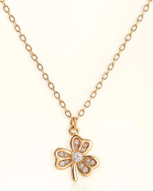 Lucky Charm Clover Necklace in Rose Gold