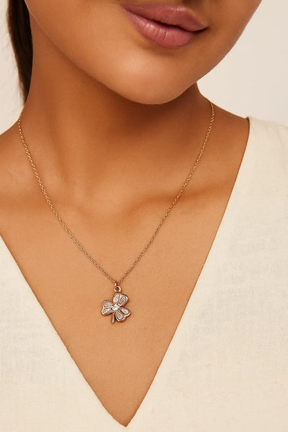 Lucky Charm Clover Necklace in Rose Gold