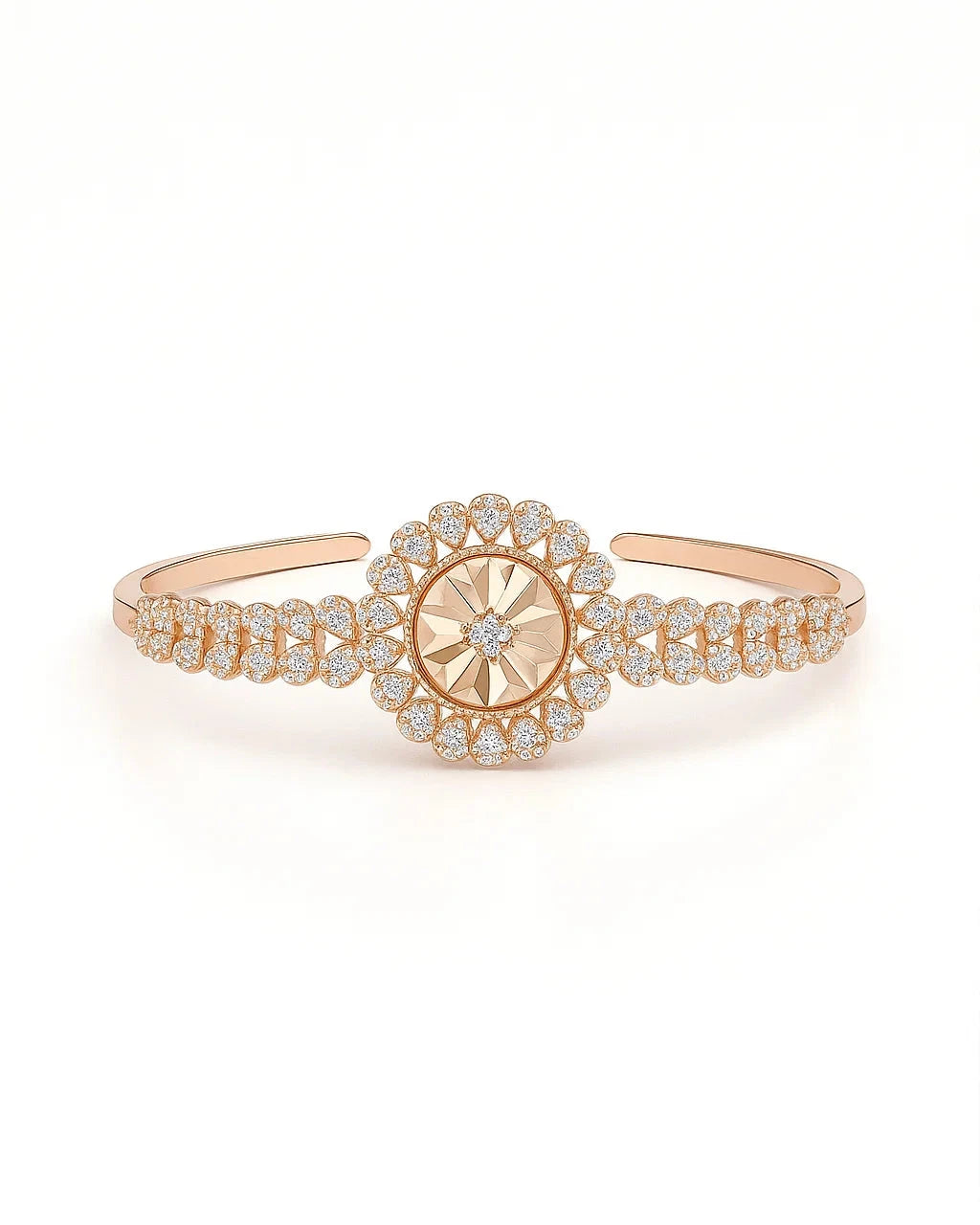 Rose Gold Plated Floral Design Bracelet & Ring Set