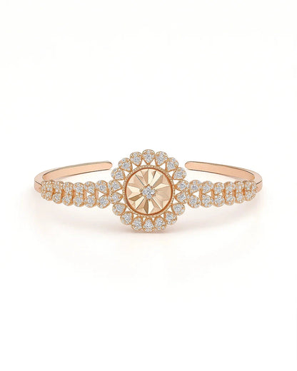 Rose Gold Plated Floral Design Bracelet & Ring Set
