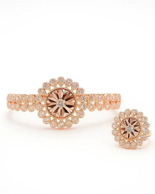 Rose gold bracelet and ring set