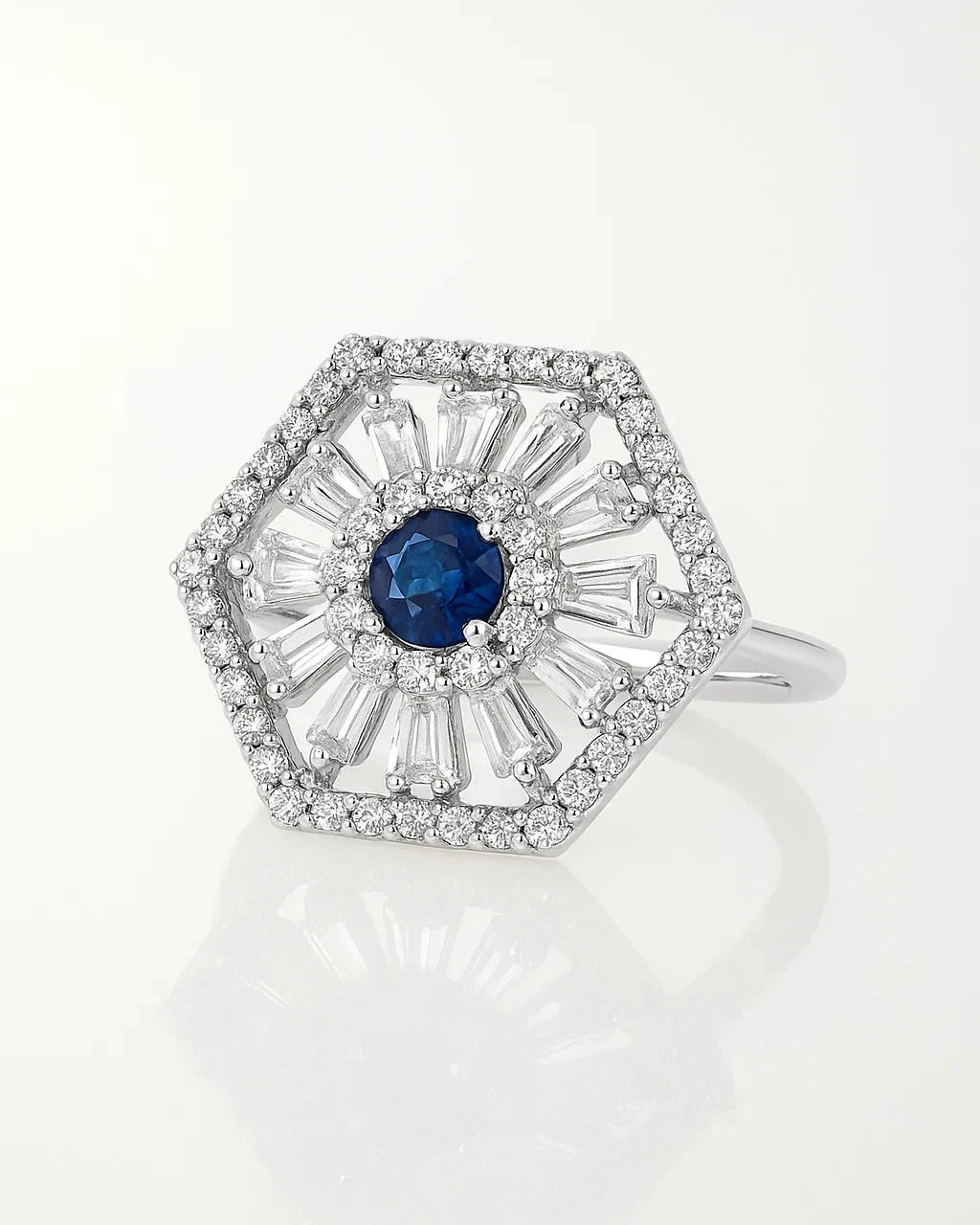 925 Sterling Silver Blue Sapphire Cocktail Ring