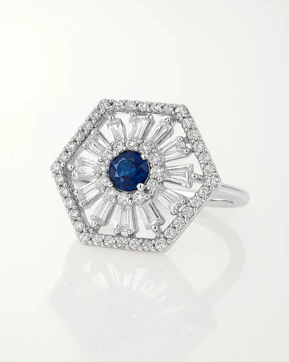 925 Sterling Silver Blue Sapphire Cocktail Ring