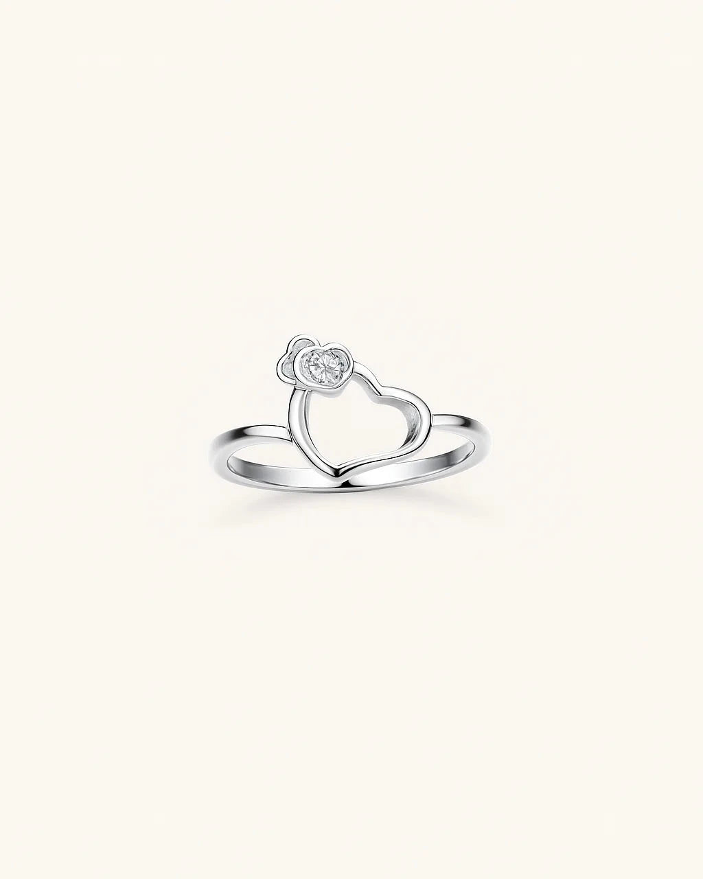 Silver ring with a heart design 