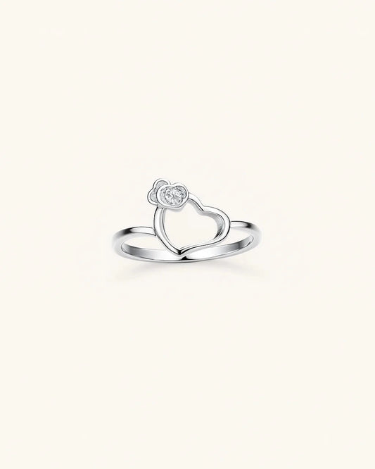 Silver ring with a heart design 