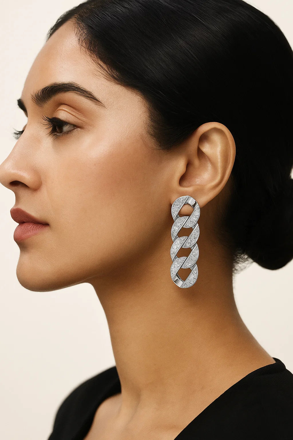 Pavé Cuban Link Drop Earrings