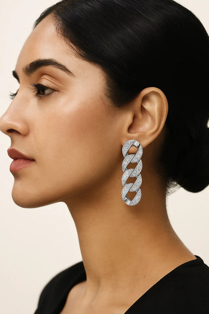 Pavé Cuban Link Drop Earrings