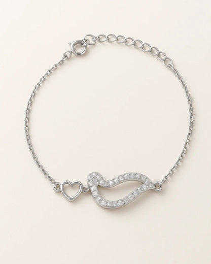 Sterling Silver Bird & Heart Charm Bracelet