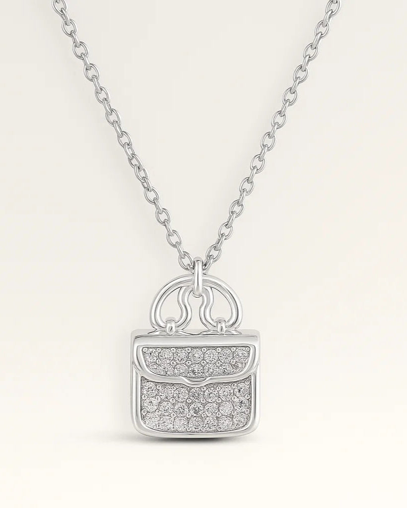 Sterling Silver Diamond-Look Handbag Pendant