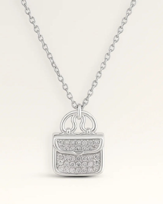 Sterling Silver Diamond-Look Handbag Pendant