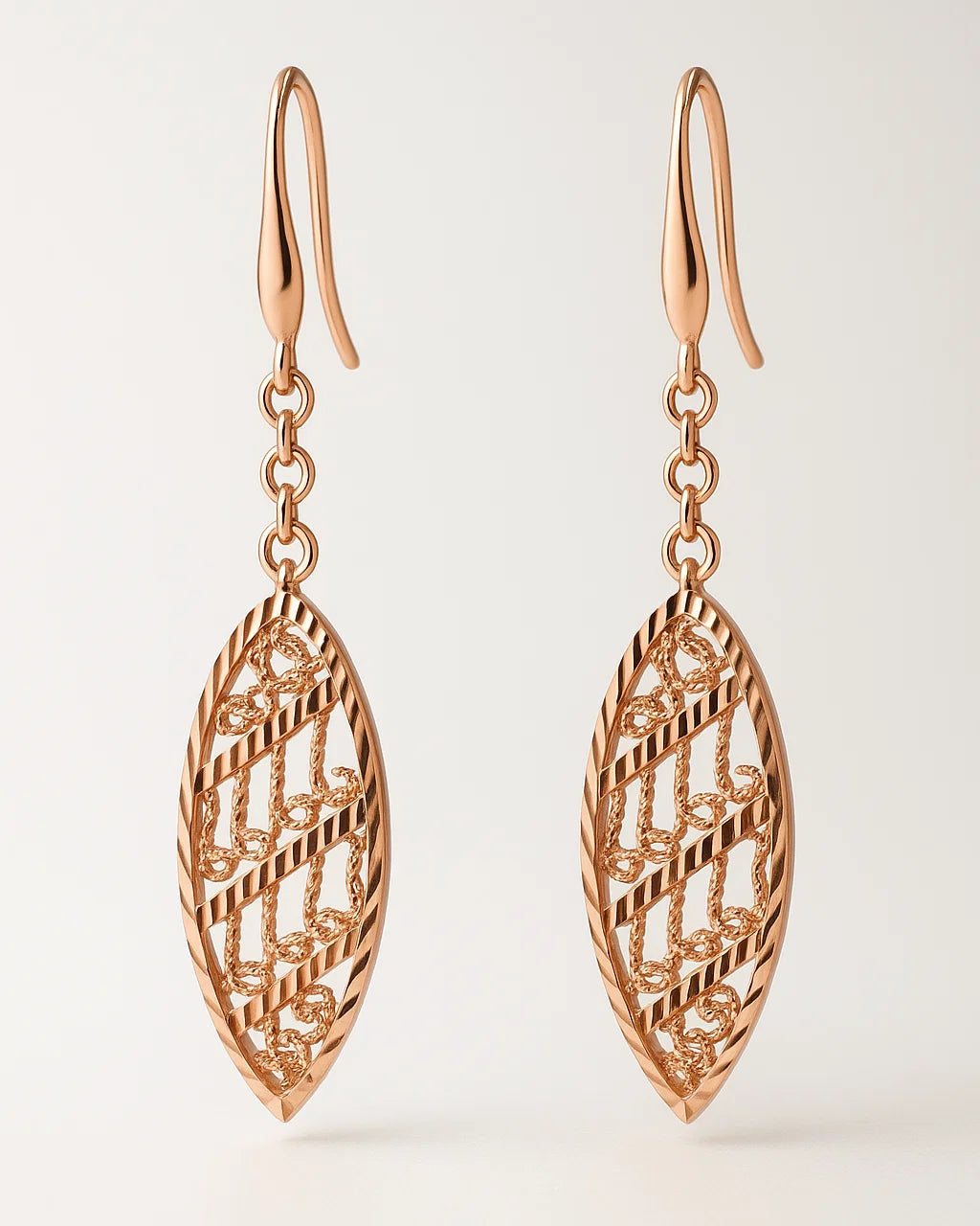 Elegant 925 Sterling Silver Rose Gold Plated Drop Earrings for Women