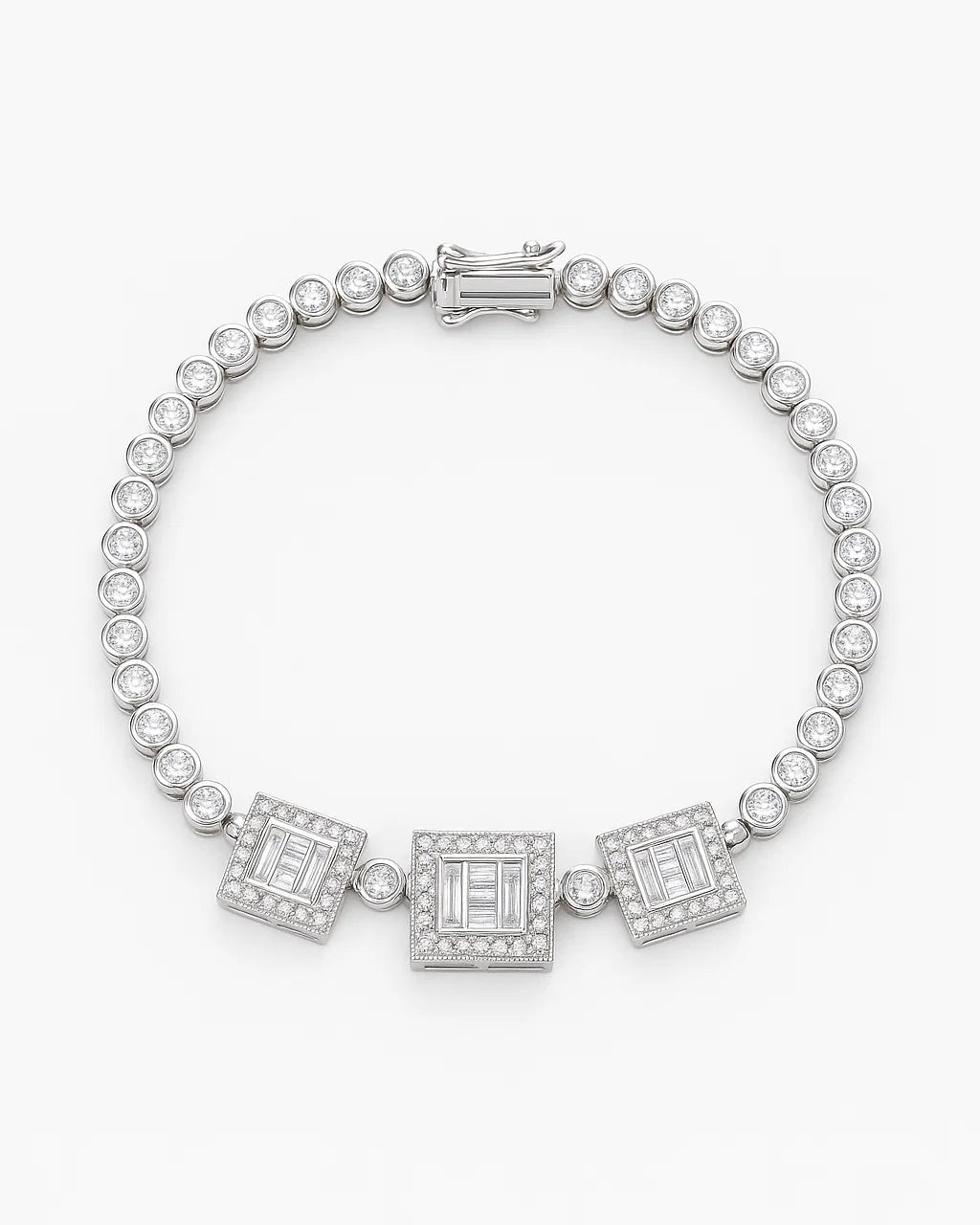 Square Halo Tennis Bracelet for Women