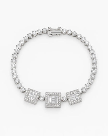 Square Halo Tennis Bracelet for Women