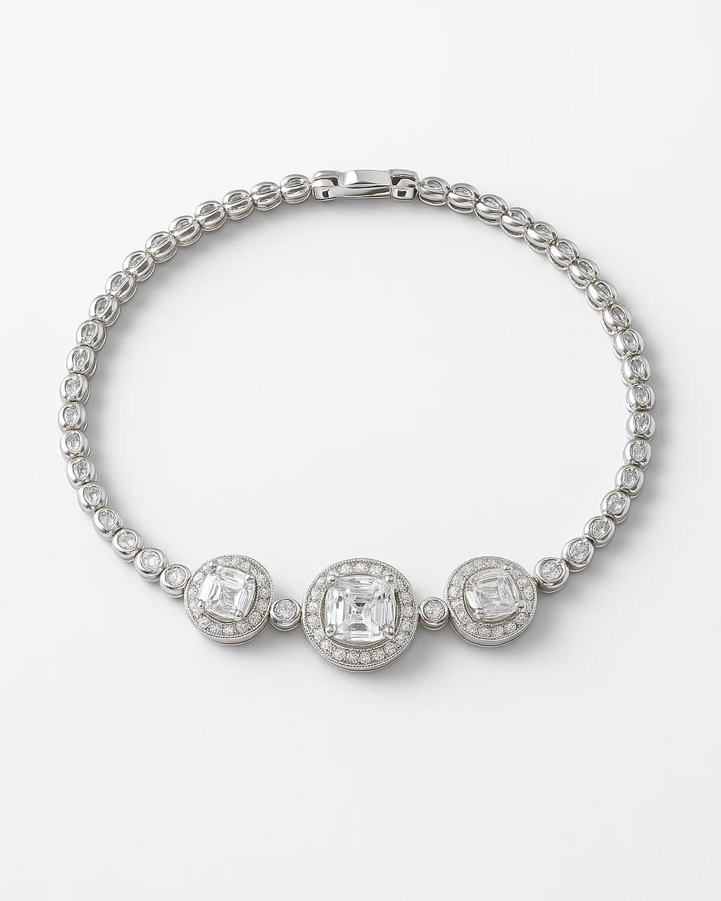Halo Cushion Cut Tennis Bracelet for Women