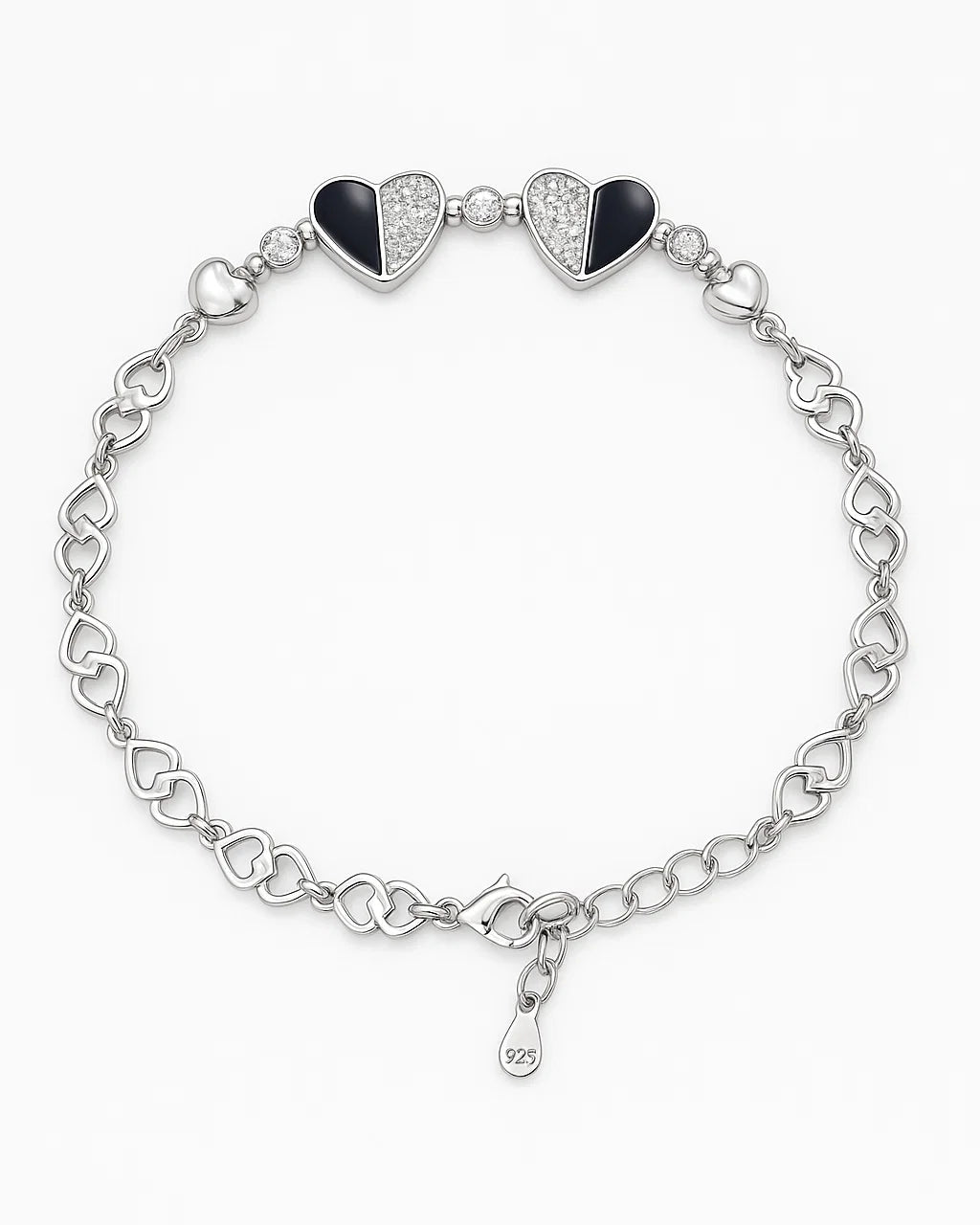 Dual Heart Charm Bracelet for Women – Adjustable Link Chain