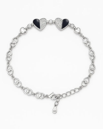 Dual Heart Charm Bracelet for Women – Adjustable Link Chain