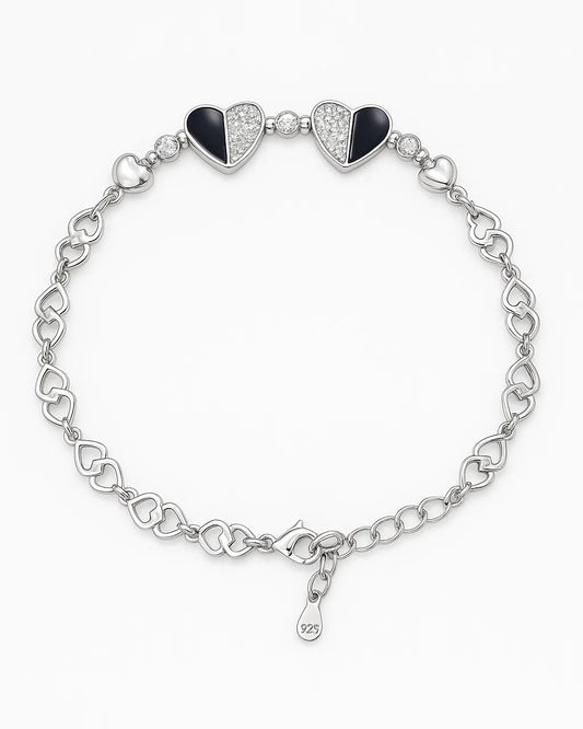 Dual Heart Charm Bracelet for Women – Adjustable Link Chain