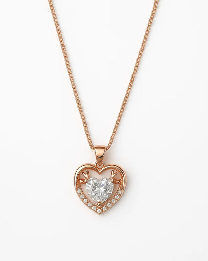 Rose Gold Plated 925 Sterling Silver Heart Solitaire Pendant Necklace for Women