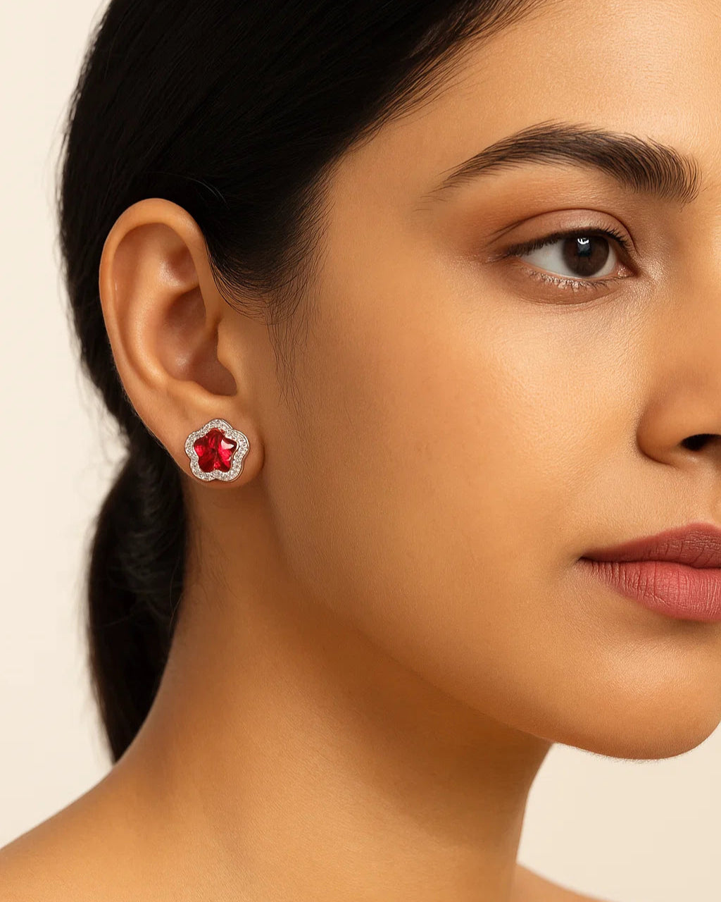 Red Stone Earrings for women