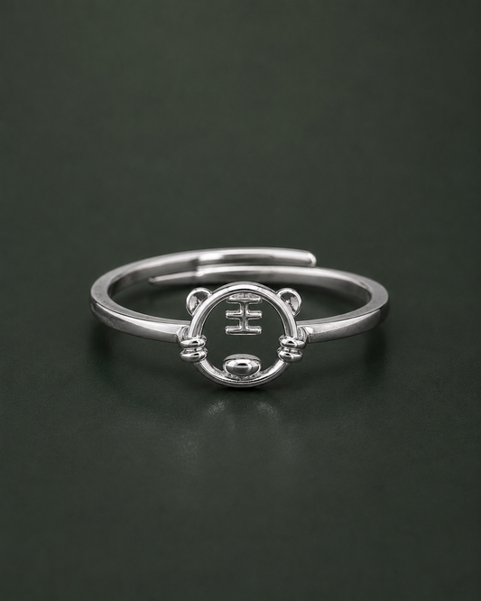 925 sterling silver tiger face adjustable ring