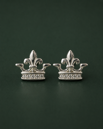 Regal Tiara Silver Stud Earrings
