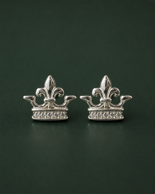 Regal Tiara Silver Stud Earrings