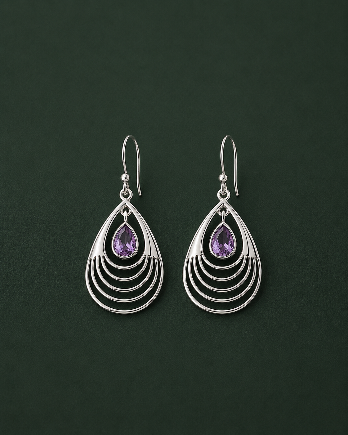 Amethyst Teardrop Earrings – Boho Layered Chandelier Dangle Earrings for Women