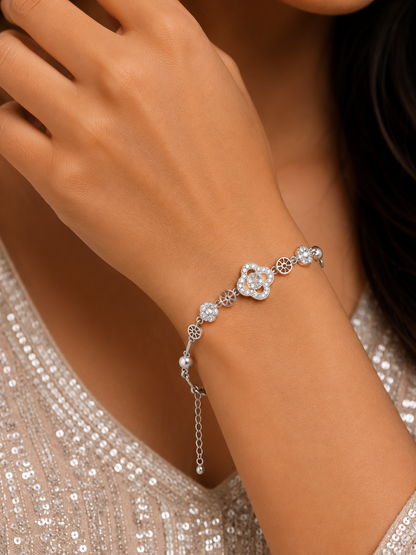 Artisan-Inspired Mixed Motif Silver Bracelet