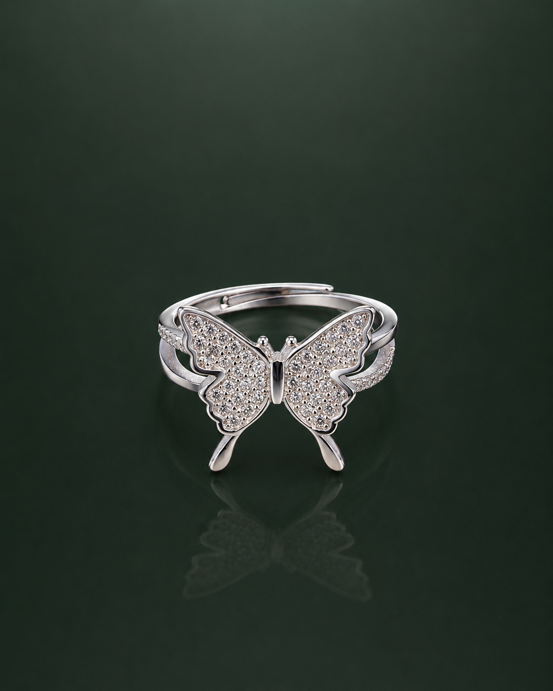 Sparkling Butterfly Adjustable Ring for Women