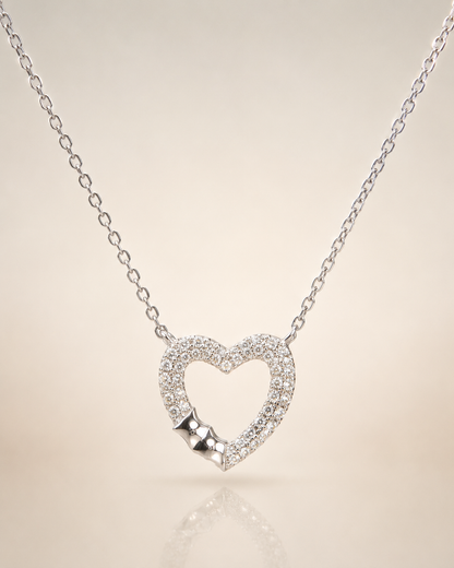 Silver Open Heart Pendant Necklace