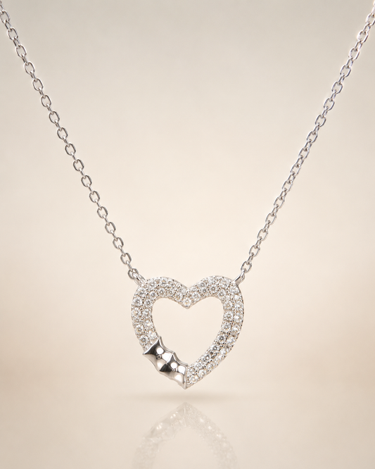 Silver Open Heart Pendant Necklace